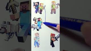 Minecraft I am Steve meme line matching DIY puzzle shorts minecraft art meme [upl. by Omora793]