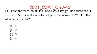 2021IASQn C43 There are three points P Q and R on a straight line such that PQ  QR  3  5 [upl. by Prospero76]