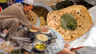 Aloo Paratha  Sarson Ka Saag at Lahore Food Street  Pakistani Street Food Lahore Aloo Gobi Paratha [upl. by Etezzil680]