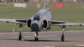 Saab AJS37 Viggen thrust reverser landing hard breaking with locked wheels And a short take off [upl. by Cul]