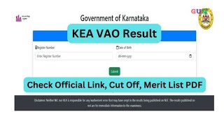 KEA VAO Result 2024  Cut Off Marks Merit List [upl. by Chui]