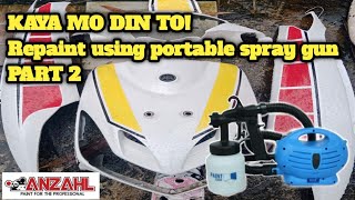 applying epoxy primer and base color white PART 2  REPAINT MIO FAIRINGS USING PORTABLE SPRAY GUN [upl. by Naaitsirhc]