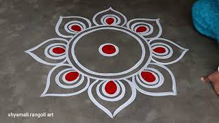 simple round alpona design for beginners  easy alpona design for laxmi puja  simple alpona designs [upl. by Deedee]