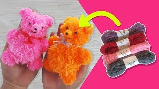 DIY POM POM BEAR  WOOL YARN TEDDY BEAR HOW TO MAKE a POM POM BEAR ART AND CRAFTS FOR KIDS [upl. by Eurd707]