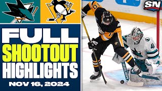 San Jose Sharks at Pittsburgh Penguins  FULL Shootout Highlights  November 16 2024 [upl. by Eirovi241]