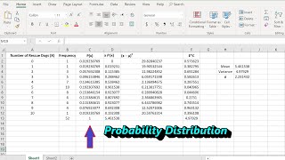 Example of a Probability Distribution Mean Variance and Standard Deviation with Excel [upl. by Spielman]