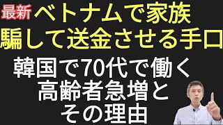 最新ベトナムで家族を騙して送金させる手口、韓国で70代で働く人達急増とその理由 [upl. by Lanevuj576]