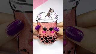 easy DIY boba paper squishy  how to make squishy  fati craft world [upl. by Trinia]