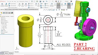 Wobbler Steam Engine in SolidWorks Part 2BEARING [upl. by Nnayhs362]