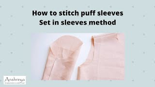 Puff sleeves stitching Setin sleeve method  sew sewing patternmaking sewingtips kurta [upl. by Ullund]