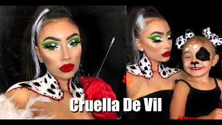 Cruella De Vil amp Puppy  Halloween Makeup Tutorial [upl. by Elehcar]