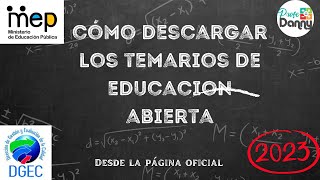 🤔Cómo tener los TEMARIOS 2024 de BACHILLERATO por MADUREZ oficiales del MEP  Educación Abierta 🎓 [upl. by Babby]