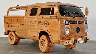 Wood Carving  Volkswagen Type 2 1976  Woodworking Art [upl. by Shayna360]