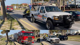 Escambia County Fire Rescue 1328 Engine 13 amp 1329 Responding Wail amp Yelp [upl. by Hadsall]