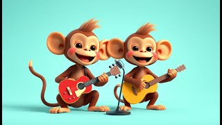 The cheerful monkey musicians  Nursery Rhymes [upl. by Hyatt966]