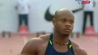 Asafa Powell runs 982sec in the 100m final at Rieti Grand Prix 2008 in Italy [upl. by Emlin]