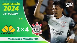 CRICIÚMA 2 X 4 CORINTHIANS  MELHORES MOMENTOS  36ª RODADA BRASILEIRÃO 2024  geglobo [upl. by Rebe500]