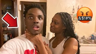 FLINCHING AT MY GIRLFRIEND PRANK TO SEE HOW SHE REACTS 🤬…backfires [upl. by Ydissahc]