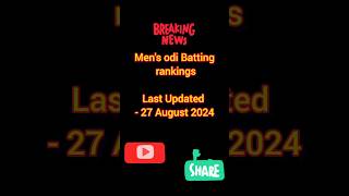 ICC Mans ODI Batting Rankingicc bcci cricket sports ranking [upl. by Sylvester]