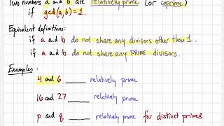 54B  Relatively Prime Numbers  MATH 120 [upl. by Uolymme]