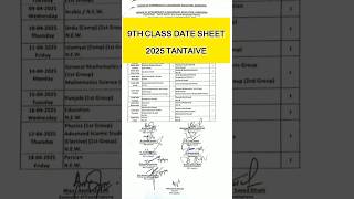 9th class date sheet 2025 punjabboard [upl. by Assilav384]