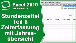 Stundenzettel Zeiterfassung Übersicht in Excel erstellen Teil 5  carinkocom [upl. by Dael]