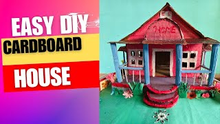 Amazing cardboard Craft Simple cardboard House Design DIY Easy Cardboard Craft [upl. by Trah141]