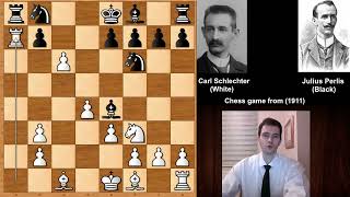 Chess Knockout Carl Schlechter vs Julius Perlis 1911 [upl. by Alda115]