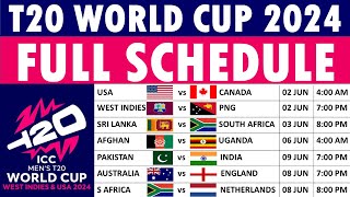 T20 World Cup 2024 schedule T20 World Cup 2024 Schedule  Full list of matches timing amp venues [upl. by Erret181]