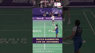 Nitesh Kumar delivers backtoback smashes in the Badminton finals Paralympics Badminton JioCinema [upl. by Gusta]