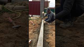 How to install a sidewalk curb 🦾 landscape pavers construction work sidewalk garden [upl. by Lachlan]