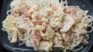 tagliatelles de konjac à la carbonara  régime keto cetogene en moins de 5 minutes [upl. by Naelopan240]