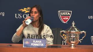 US OPEN 2015 Womens Finals Champion Flavia Pennetta  In Italian [upl. by Niltiak]