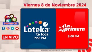 Loteka y la Primera en vivo 🎰 │Viernes 8 de Noviembre 2024 – 755 PM [upl. by Eelamme]