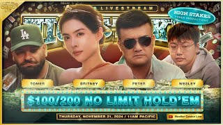 HIGH STAKES POKER 100200400 w Peter Britney Tomer amp Wesley [upl. by Eladnek519]