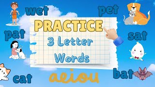 3LETTER WORDS l PRACTICE READING l COLLECTIVE VOWELS  A E I O Uviral [upl. by Hgielime629]