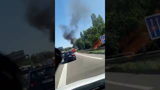 Strasbourg  voiture en feu sur lautoroute A 35 [upl. by Campbell]