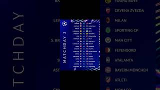 UEFA CHAMPIONS LEAGUE DRAW MATCHDAY 2 [upl. by Anitram]