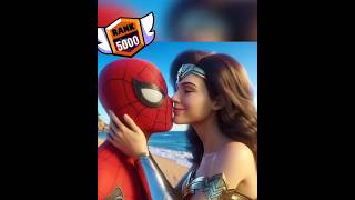 Wonder women kiss spiderman Super hero painting for prapose girl superhero love story viral [upl. by Vevina464]