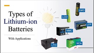 Types of Lithium ion battery with application  Lithium ion battery types LCOLMOLFP NMC NCA LTO [upl. by Laird]