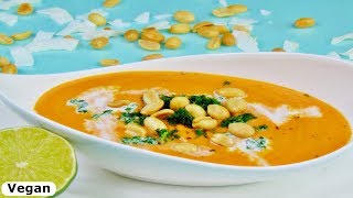 Rezept Süßkartoffelsuppe mit Kokosmilch und Erdnüsse  Vegan  schnell einfach lecker [upl. by Ecnadnac]