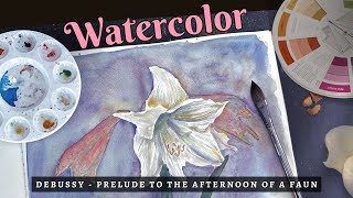 Painting an amaryllis with watercolor  Soothing classical music [upl. by Gnoh]