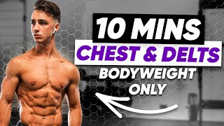 10 MINUTE CHEST amp SHOULDER WORKOUT BODYWEIGHT ONLY [upl. by Aliled]