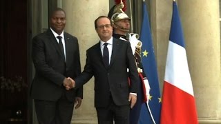 Le président centrafricain Touadéra en visite à Paris [upl. by Nibas]