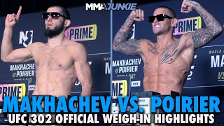 Islam Makhachev Dustin Poirier Make Weight For UFC 302 Title Fight  Highlights [upl. by Ettevi322]