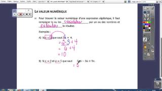 Trouver la valeur numérique dune expression algébrique [upl. by Yrag]