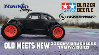 Old Meets New  3300KV Brushless Tamiya Blitzer Beetle Build [upl. by Nylsor]