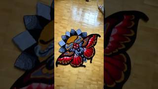 Carpet Tufting ASMR Red Mandala butterfly rug asmrtriggers butterfly carpetdesign rugdesigner [upl. by Yrrehc254]