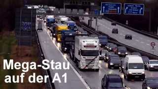 A1 Süderelbbrücke  Autobahn für LKW ab 75 Tonnen gesperrt 12122014 [upl. by Akirret]