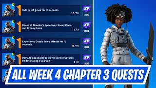 All Week 4 Season Quests Challenges in Fortnite  How to complete Week 4 Season Quests in Chapter 3 [upl. by Lachish]